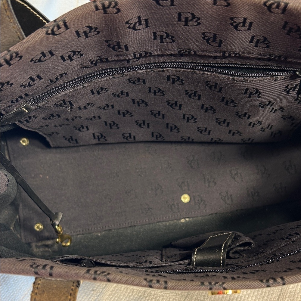 Dooney and Bourke Black and Gray Canvas Tote with Matching Key Ring and Pouch - Picture 7 of 10
